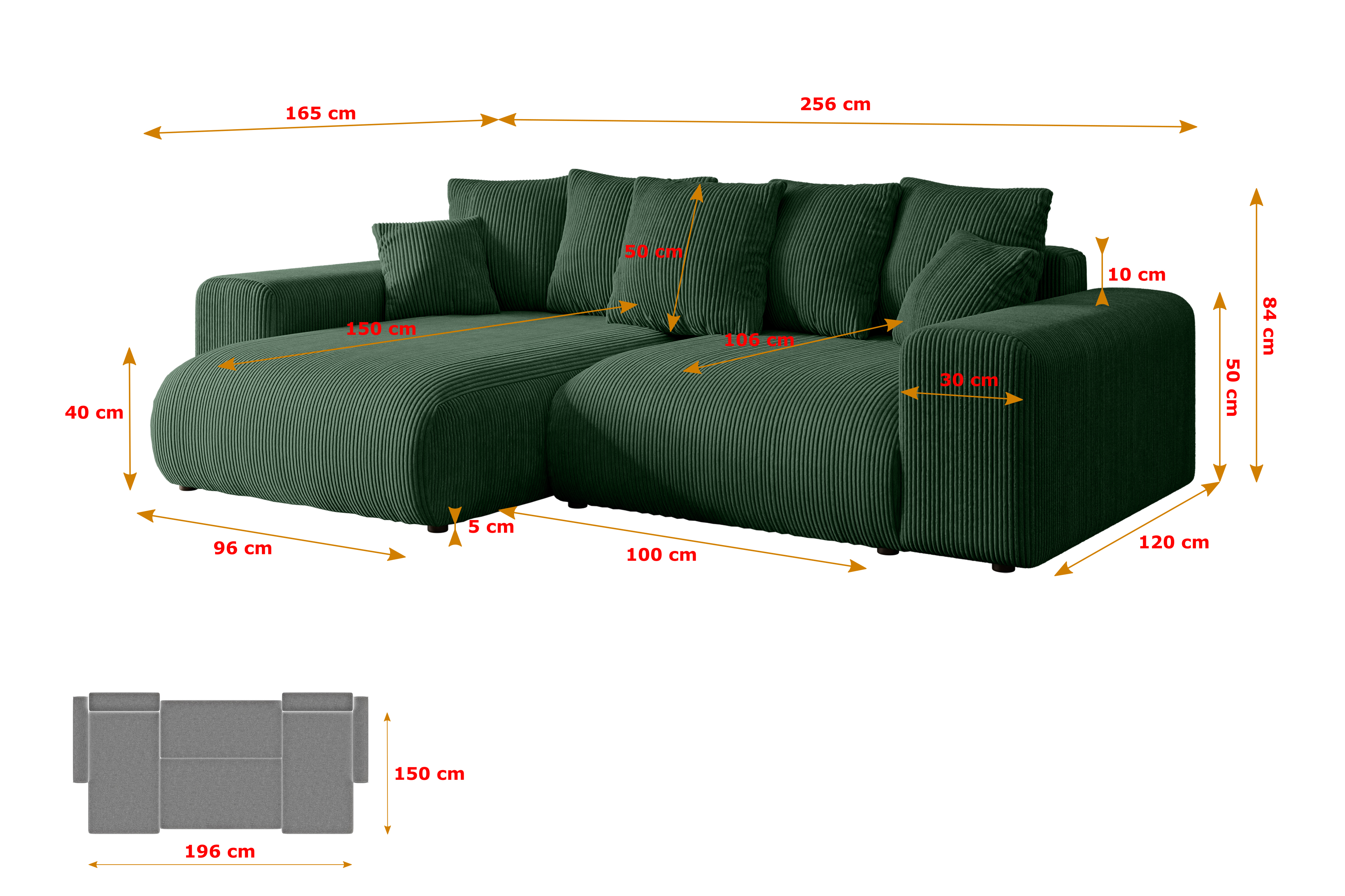 Couch mit Schlaffunktion, Wohnzimmer - Wohnlandschaft ESKAR-L