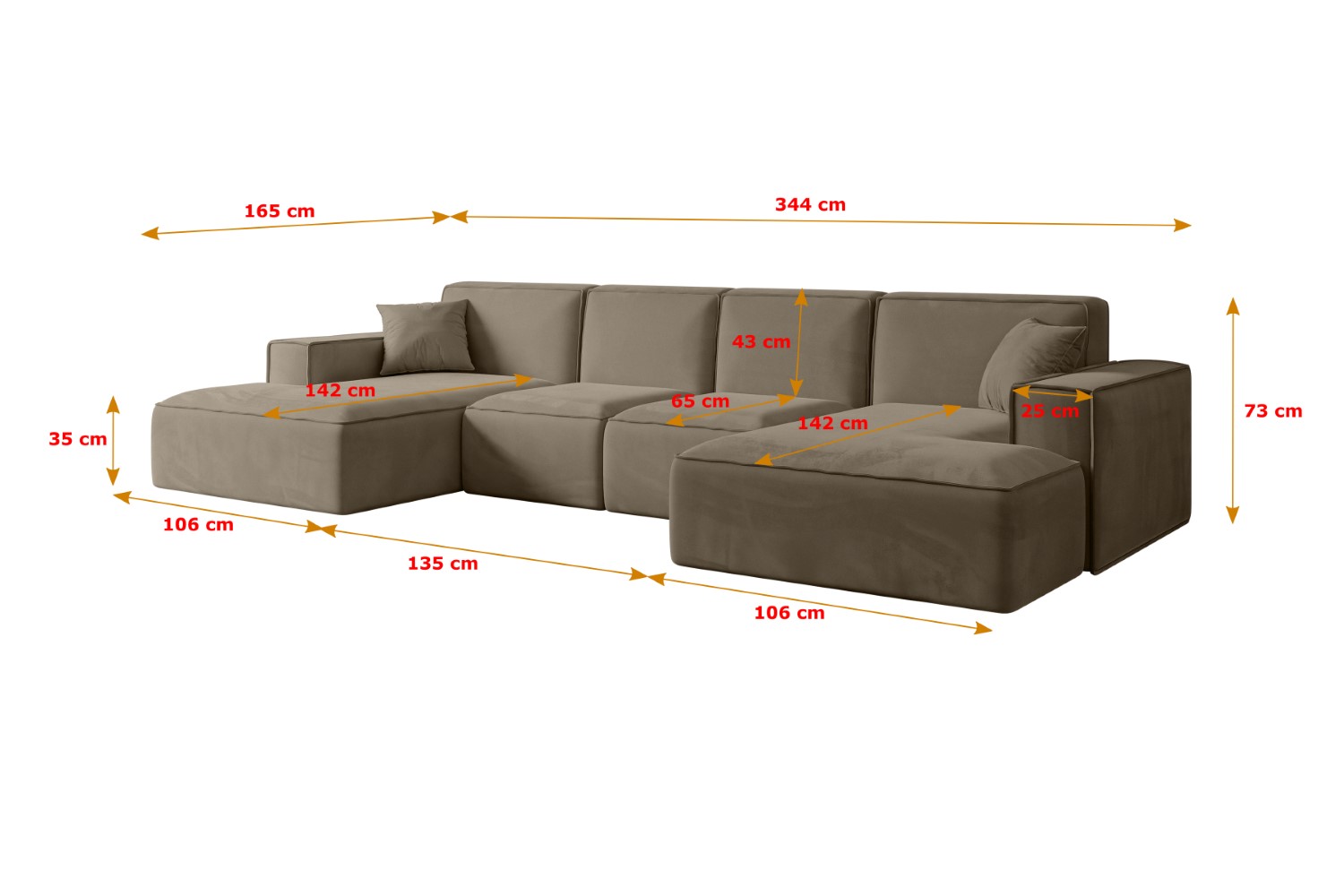 Sofa Praktische Bequeme Funktionsecke Couch U-Form Eckcouch SIERRA-U